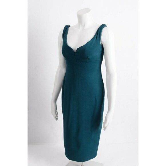 Cinq a Sept Womens Garnet Green Sheath Dress Size 4 Off Shoulder Night Out - Picture 4 of 7